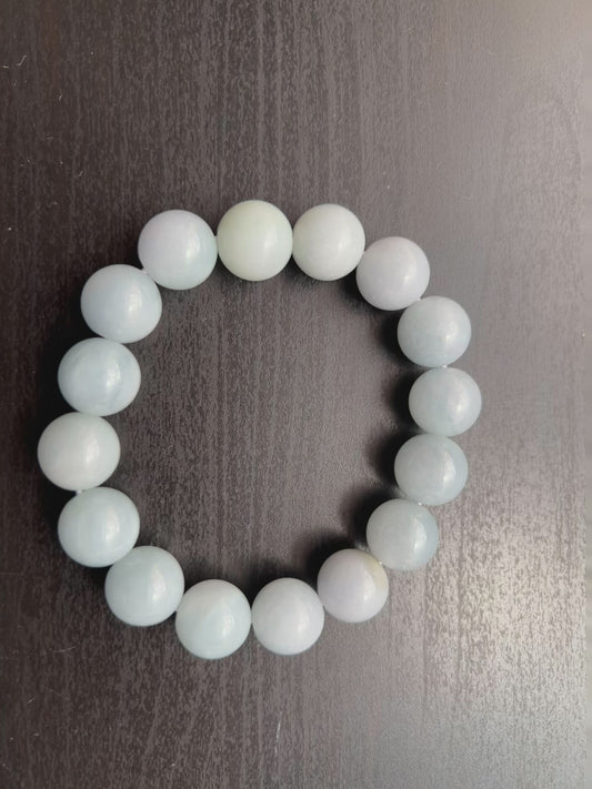 糯化白青底翡翠手串